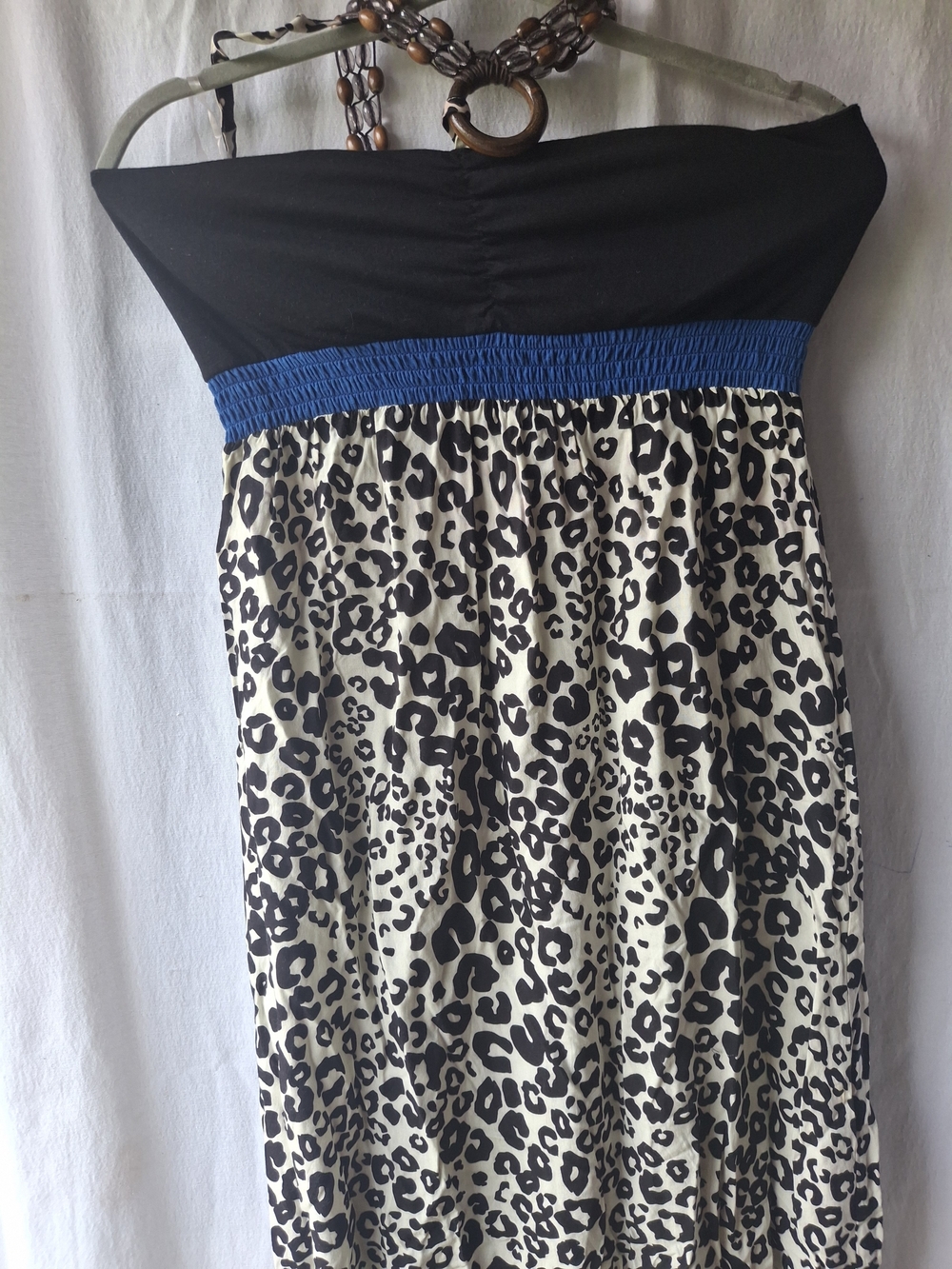 Rebillion One Strapless Animal Print Maxi Dress with Blue Waistband